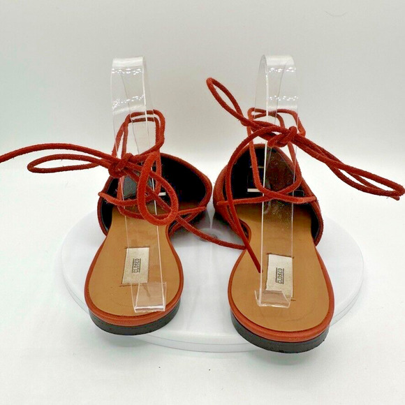 Closed Ankle Wrap Mules Womens Eur 38 Burnt Orange Suede Preppy City Sustainable - Picture 5 of 10